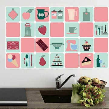 4張裝 防油貼紙瓷磚防水油煙墻貼廚房墻壁防潮擋油壁紙【櫻田川島】