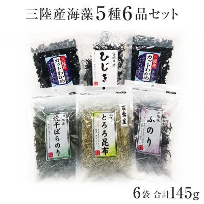 ふるさと納税 石巻市 無添加 三陸産 海藻 5種6品セット 無着色 カットわかめ ひじき ふのり とろろ昆布