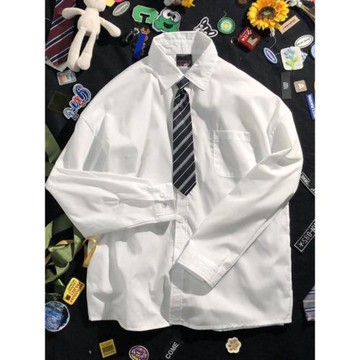 加領帶dk白襯衫男內搭男士長袖白色襯衣領帶學生學院風制服穿搭女