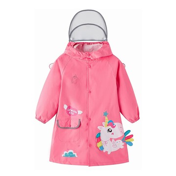愛北鼻 兒童款 立體卡通造型雨衣 超強防潑水滌綸布 PU防水膠層  魔法獨角獸 粉色  M