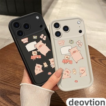 睡覺猪iPhone手機殼保護套 卡通防摔殼 適用蘋果16 15 14 13 12 11 Pro Max XR XS