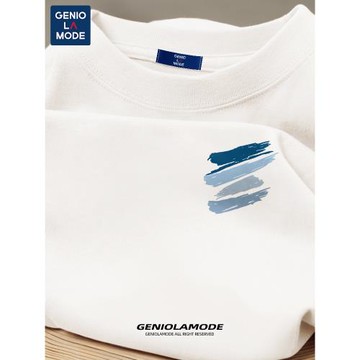 捷尼拉莫geniolamode短袖男生t恤純棉本白夏季潮牌設計感涂鴉上衣