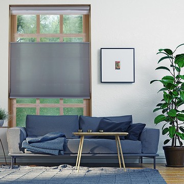 灰藍上下開合雙循環珠鍊透光蜂巢簾 (Royal Gray)