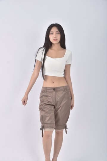 (L) fashion show五分棕色長褲