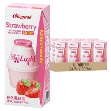 Binggrae light 草莓風味保久乳飲品  200ml  24入