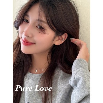 Pure Love樂芙 /正韓 【E0985】韓系簡約珍珠星星麻花耳夾 耳骨夾(無耳洞)一對 / 銀