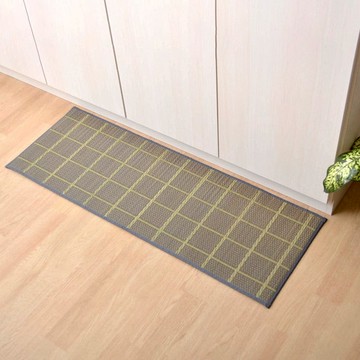 藺草榻榻米廚房地墊(43×120cm) 方格灰