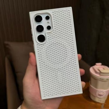 網孔散熱適用三星Galasy S24ultra磁吸手機殼s23+超薄鏤空透氣s24金屬漆s24+膚感磨砂s22保護套小眾無線充電