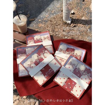 日系本命年中腰甜美少女撞色蝴蝶結高彈抗菌底襠三角幸運紅色內褲