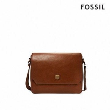 【FOSSIL 官方旗艦館】Hayes 真皮金扣郵差包-棕色 MBG9644212