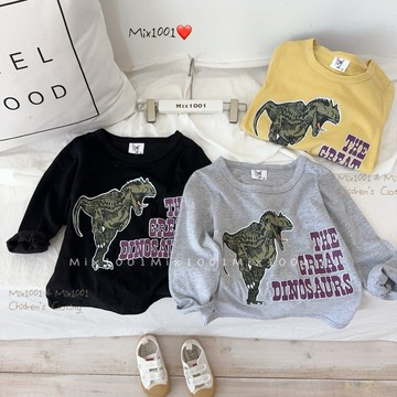 🌈✨mix100單腳站立恐龍上衣 ✨兒童紫色字母印恐龍5-17