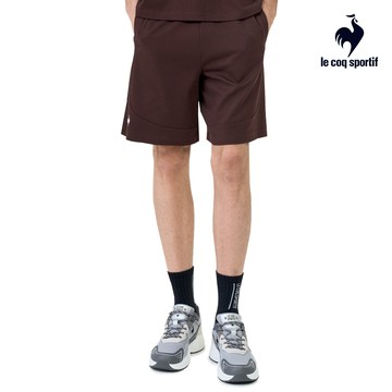 【LE COQ SPORTIF 法國公雞】男女款咖啡色抗UV針織短褲LWX83081