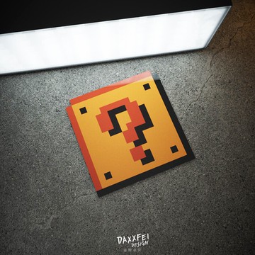 大飛車貼 卡通游戲馬里奧車尾貼 問號箱貼紙 摩托劃痕刮痕貼貼花