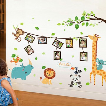 優購生活~兒童房間裝飾幼兒園墻面照片墻紙貼畫臥室床頭自粘卡通動物墻貼紙墻紙 玻璃貼 壁紙 壁貼 玻璃靜電貼 窗戶貼防窺貼