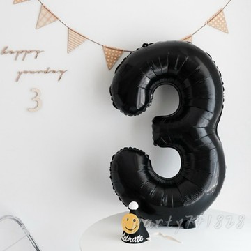 32吋黑色 數字氣球 【台灣現貨】B196 生日派對 拍照 佈置 節慶 紀念日 收涎 背景 氣球 周歲 慶生 裝飾 布置