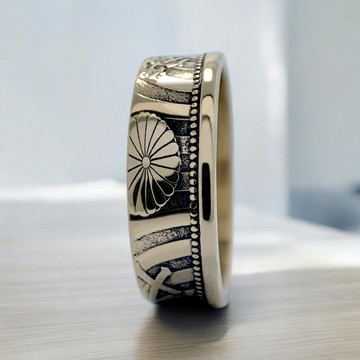 日本錢幣戒指 10錢 1938-1940年，日本男仕戒指，日本圓形戒指，錢幣戒指