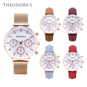 【THEODORA'S】Orpheus 三眼母貝金屬/[真皮手錶[小錶面] 三眼母貝白【希奧朵拉】