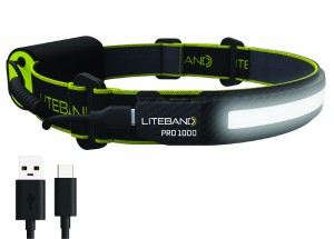 Liteband PRO 1000 Series Wide-Beam Adjustable Personal Headlamp  210 Illumination Battery-Powered Fits Hard Hats and Hel