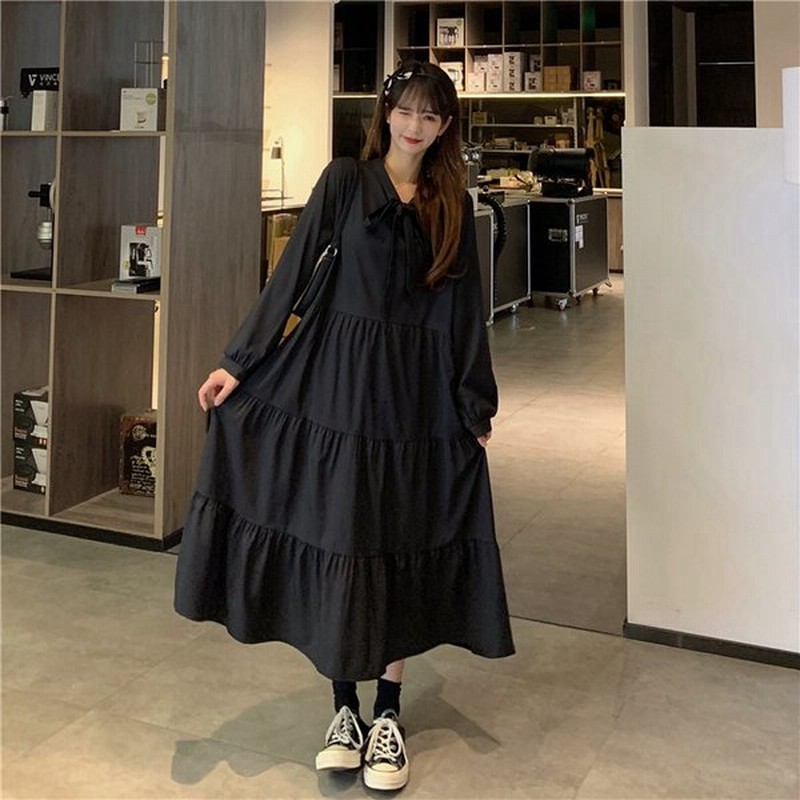 22 トレンド 最新 春 秋 冬 ワンピース レディース 韓国風 かわいい キレイ おしゃれ ゆったり ティアード ブラック M L 通販 Lineポイント最大0 5 Get Lineショッピング