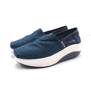 W&M BOUNCE編織輕量增高厚底休閒鞋 女鞋-藍色