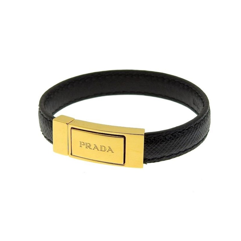 PRADA プラダ スタッツブレスレット ブラック/シルバー 2IB360 - アクセサリー