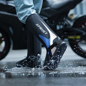 暴雨級耐磨防滑高筒雨鞋套_男女通用 雲水藍 XL