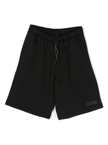 Il Gufo - logo-print drawstring shorts - kids - Polyester/Cotton/Cotton - 10 - Black