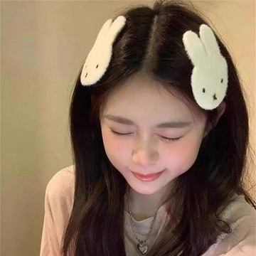 可愛髮飾 可愛毛絨兔米菲針織魔術貼卡通側邊碎髮米劉海貼前額bb新娘頭飾 劉海貼 碎髮貼 可愛 可愛髮夾 瀏海貼 新娘髮飾