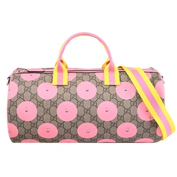 GUCCI 793849 Euan Roberts 聯名印花手提/肩背圓筒包.粉/黃