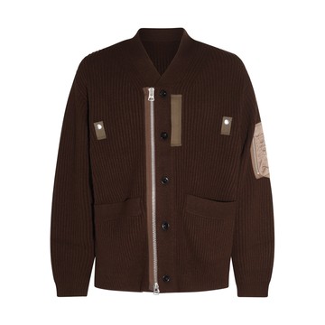 Sacai - Brown Wool And Nylon Blend Sweater