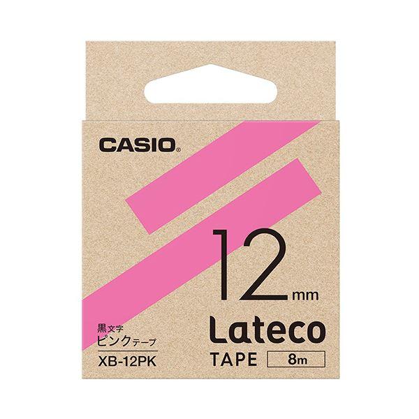 カシオ ラテコ 詰替用テープ12mm×8m ピンク 黒文字 XB-12PK 1個〔×10セット〕