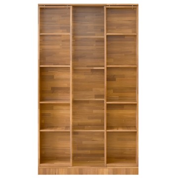 《HOPMA》美背歐森雙排活動書櫃 台灣製造 滑門櫃 儲藏收納 玄關櫃 置物書櫃-拼版柚木