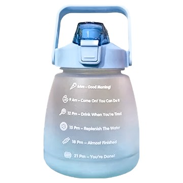 磨砂胖胖水壺 帶時間追蹤  藍色  1.2L  1個