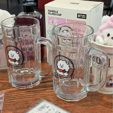 🚀賣場新款🚀韓國Bt21防彈少年杯子玻璃杯啤酒杯高顏值小衆牛奶咖啡杯家用杯子