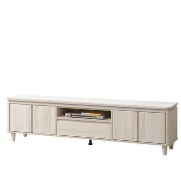 直人木業-TESS淺橡極簡風亮面白陶板電視櫃213公分