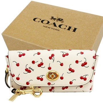 COACH 櫻桃印花眼鏡墨鏡太陽眼鏡收納盒附禮盒(白)