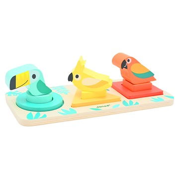 Janod 雨林大冒險 1組 法國原創設計 色彩繽紛童趣 增加色彩辨識能力 學習形狀大小概念  多色 大嘴鳥形色辨認