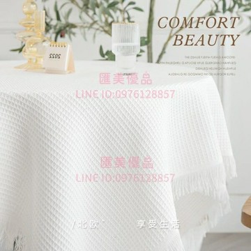 蕾絲針織桌布白色圓桌復古茶幾餐桌蓋布輕奢書桌臺布長方形【聚寶屋】