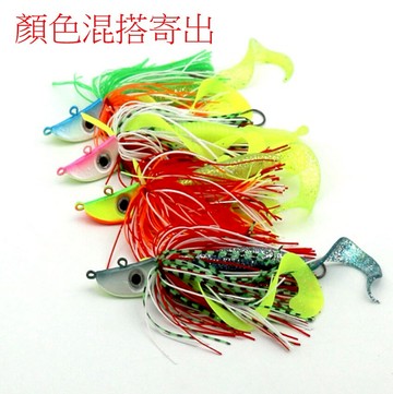 ~廣隆~隨機發貨不挑色 鉛頭魚鉤 路亞餌 米諾 鬍鬚佬 海釣餌 帶鬚 仿生餌 釣魚 JIGS防掛底多功能