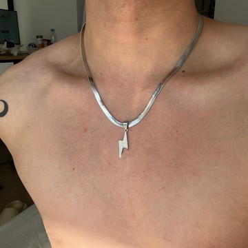 閃電吊墜蛇骨項鍊,時尚嘻哈街頭中性鈦鋼配飾