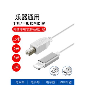 德洛仕適用蘋果OTG轉接頭雅馬哈電鋼琴OTG線iPad iPhone安卓手機midi數據線USB連電子鼓聲卡鍵盤轉換器麥克風