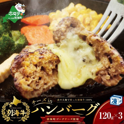 チーズがとろける!別海チーズインハンバーグ(120g×3個)