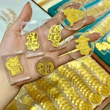 黃金999足金2mg公主請發財搞錢要緊暴富財神招財貓足金手機貼片女