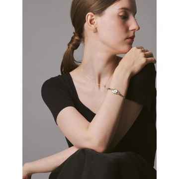 日本 agete 神秘森林樹葉手鏈款石英時尚雕刻鑲鉆女士手表