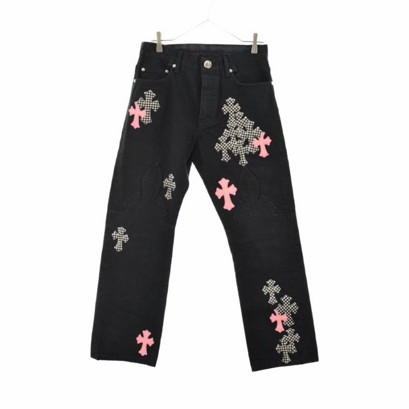 クロムハーツ JEAN SL FLEURKNEE クロスパッチ付き ウォッシュドフレア