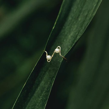 優雅閃電14K金珍珠戒指 THUNDER RING