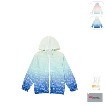 【FILA】KIDS 孩童款 抗UV 漸層風衣外套-藍色 1JKY-4308-BU