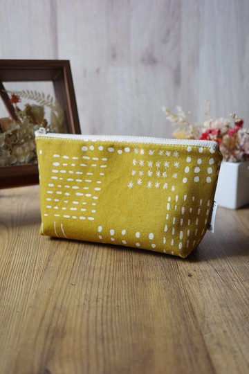 點點線線 棕 - 化妝包 萬用包 收納袋  | 海柏手作