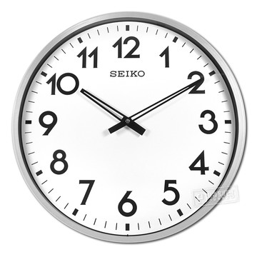 SEIKO 精工 / 42cm 大尺寸 極簡風格 數字刻度  靜音掛鐘 - 白x銀框 ＃QXA560S/SK048