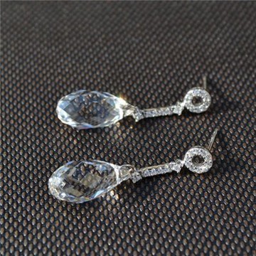 925純銀耳環水晶耳飾-簡約優雅氣質時尚情人節生日禮物女飾品73kn16【獨家進口】【米蘭精品】